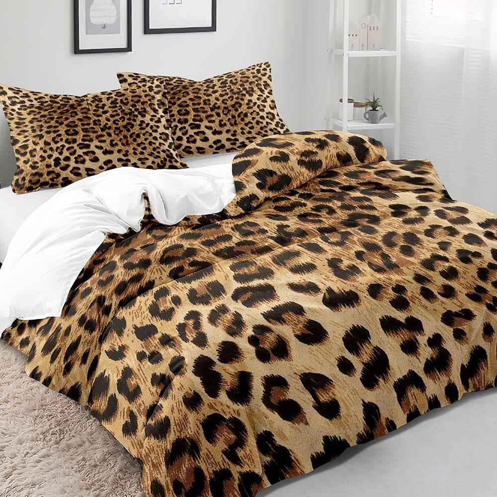 Пододеяльник с розовым леопардовым принтом для девочки, постельное белье, цифровая печать, трехпредметный пододеяльник, украшение спальни