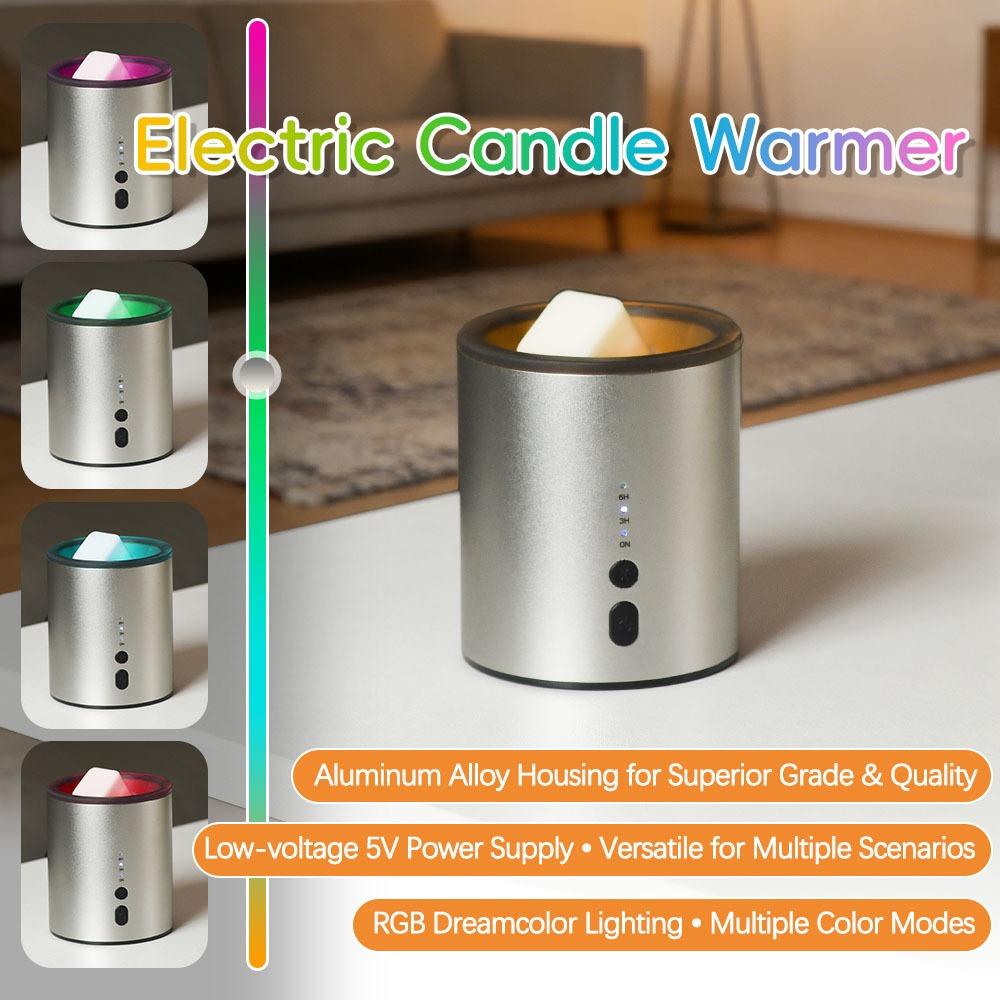 Multicolor Light Wax Warmer Aluminum Alloy Oil Burner Multi-functional Aroma Lamp Bedroom Decor