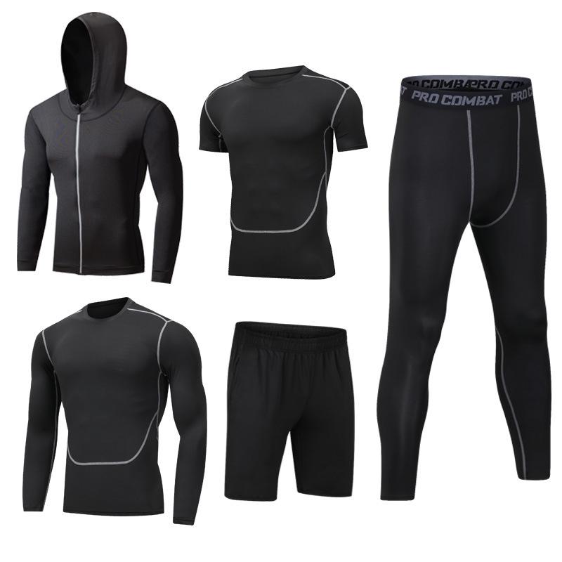 Men's 5-Piece Quick-Dry Sports & Fitness Set: Gym, Running, Basketball - All Seasons