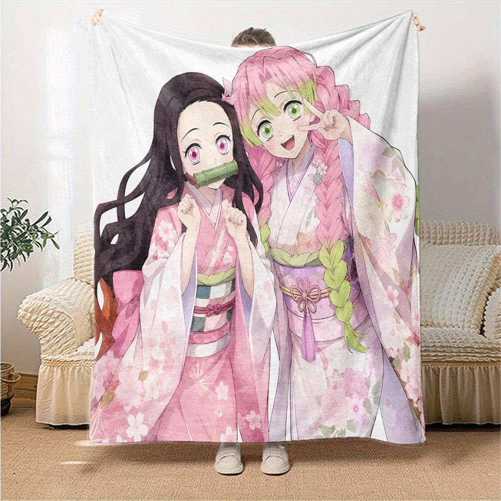 1pc Blanket - Mitsuri & Nezuko Print Design,Lightweight Blanket for Sofa,Bed- Soft &Warm,Gift for All Seasons
