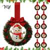 Versatile Seasonal Hanging Wreath Mini Christmas Door Handle Decoration, Gingerbread/Angel/Bell/Snowman Artificial Pine Winter Festive Gift