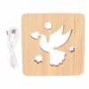 2W 3D Wood Carving Lamp Warm White Light Peace Dove Pattern Hollow 3D Wooden Lamp Night Light for