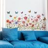 2 Sheets Living Room Wall Stickers Flower Butterflies Pattern Colorful Decals Self-adhesive Wall Art Murals Living Room Bedroom Decor