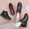 Winter Old Man Cotton Shoes Women's Leather Shoes Warm Non-slip Soft Sole Medium and Old Velvet Flat Short Boots Cotton Shoes