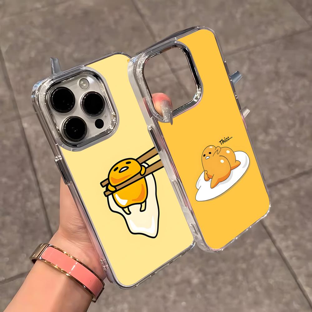 G-Гудетама Яйцо Милый Чехол Для Телефона Для IPhone 17 Air 16 E 15 14 13 12 11 Plus Pro Max Гальванизированный Прозрачный Мягкий Чехол