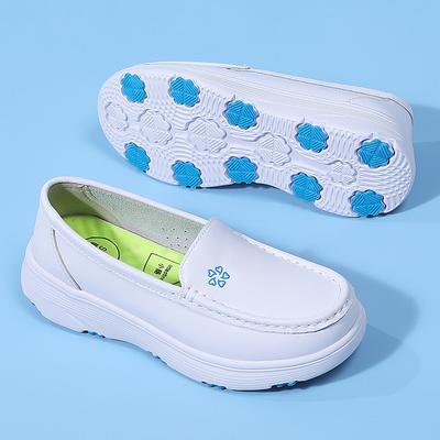 Рабочая обувь для медсестер на платформе для женщин, удобные дышащие нескользящие кроссовки, женская повседневная обувь для медсестер из кожи, легкие прогулочные мокасины