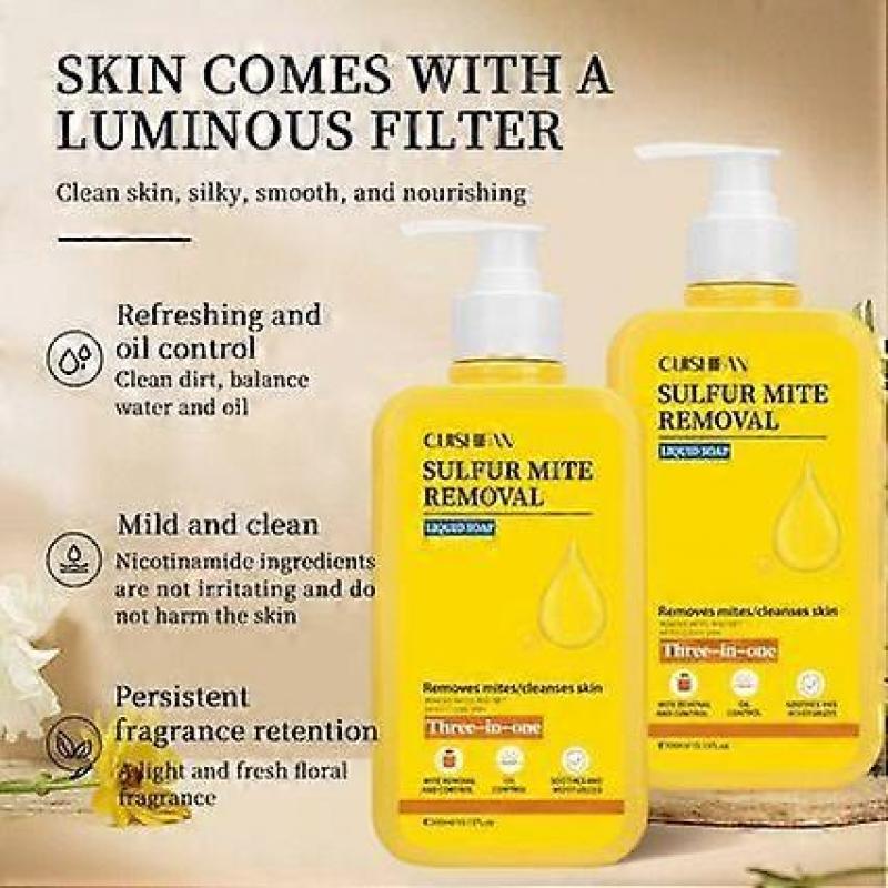 Sulfur Refreshing Shower Gel Against Body Odour & Acne, Antibacterial Sulphur Formula with Deep Cleansing for Sensitive Skin, PH Neutral & Vegan, 300M