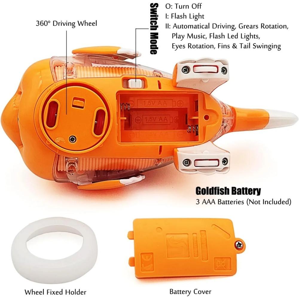 Transparent Electric Gear Gold Fish Toddler Toys with Music & Lights Bump & Go Educational STEM Toys for Babies Tummy Time Gifts