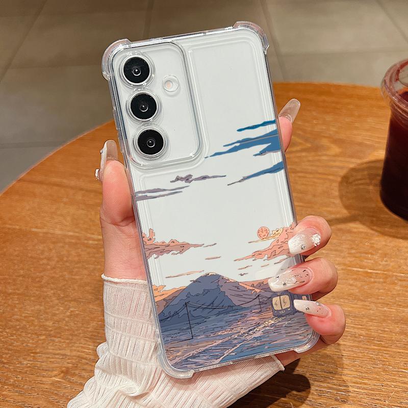 Чехол для телефона с узором «Горный поезд» для Samsung Galaxy A57 A37 A17 A56 A16 A55 A36 A26 A15 A35 A54 A53 Прозрачный ударопрочный мягкий чехол