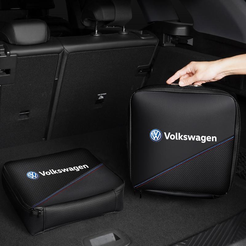 VW Car Rechargeable Gun Storage Box Leather Organizer Case For VW GTI Polo Golf MK6 Passat B6 Tiguan Arteon Jetta T-ROC ID.4 CC zf8