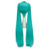 1 Piece of Synthetic Hair Cosplay Long Wig, Green Heat-resistant Party Wig, with 2 Ponytails Wig