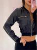 Модная короткая черная куртка из ПУ с молнией 2024 для женщин - Европейский и американский стиль