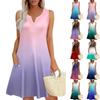 Womens Summer Dresses Loose V Neck Sleeveless Sundresses Dress With Pockets