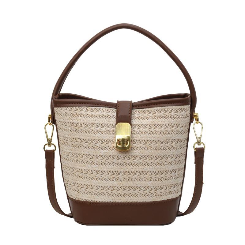 Casual Woven Straw Bag New Lazy Wind Vacation Fashion Portable Messenger Bag Bucket