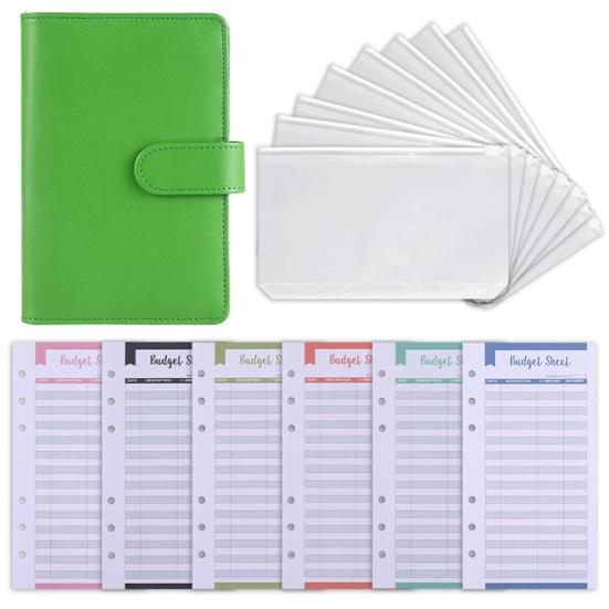1 Set Budget Book Loose Leaf Multi-use Faux Leather Money Saving Schedule Planner for School