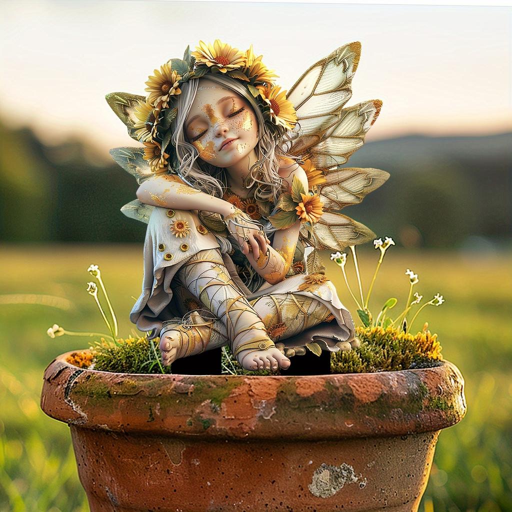 Акриловый садовый колышек «Подсолнух» — 11,8x7,9 дюймов, бохо-шик, украшение для двора, цветочный горшок, уличная вывеска «Ловец солнца»