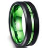 8MM Wide Flat Groove Green Tungsten Steel Ring for Men, US Size 6-14, Ready To Deliver