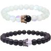 UEUC King&Queen Crown Distance Couple Bracelets His and Her Friendship 8mm Beads Bracelet
