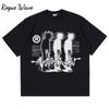RogueWave Men Tshirt Oversized Graphic Print Shadow Y2k Streetwear Top Short Sleeve Tee Hip Hop Harajuku Vintage Aesthetic Clothing