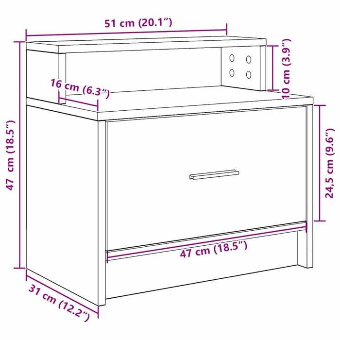 VidaXL Bedside Table with Drawer 2 Pcs White 51x31x47 Cm, Side Table, Bedside Cabinet, Side Table for the 858669