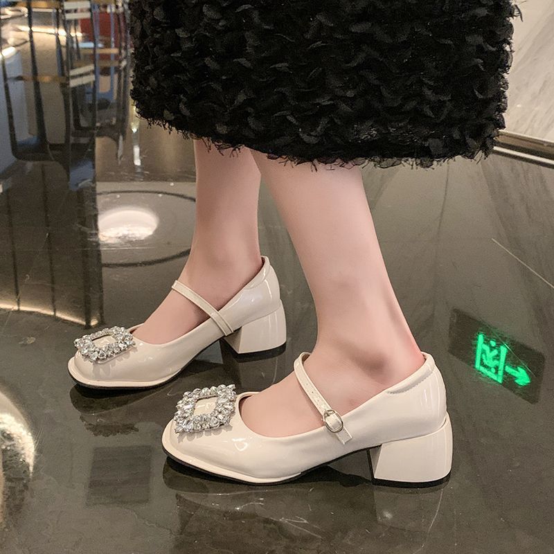 Temperament Single Shoes with Skirts Women's Evening Breeze Gentle Shoes Spring 2024 New Fashionable Versatile High-heeled Mary Jane Shoes