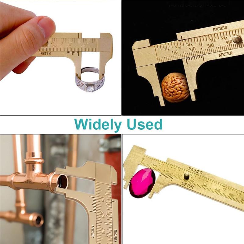 Good-2PCS Pocket Caliper 100Mm Double Scale Sliding Gauge Brass Vernier Caliper Tool For Measuring Bead Wire Jewelry Rings