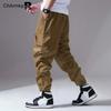 ChArmkpR Мужские повседневные длинные брюки-карго с однотонным боковым карманом и шнурком