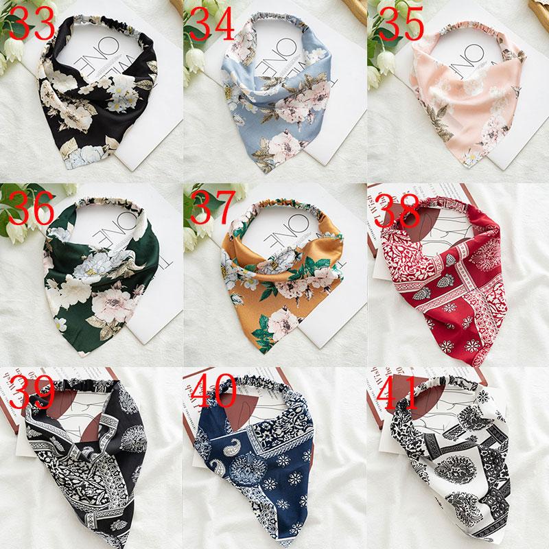 Summer Printting Hair Scarf Scrunchies Vintage Triangle Bandanas Hairband Headband Elastic Hair Bands Headwrap Hair Accessories