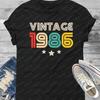 Винтажная мужская и женская футболка-майка 1986 года Футболка на 40-летие 40-летие для нее его Графические футболки Топ Y2k Оверсайз футболка Топы