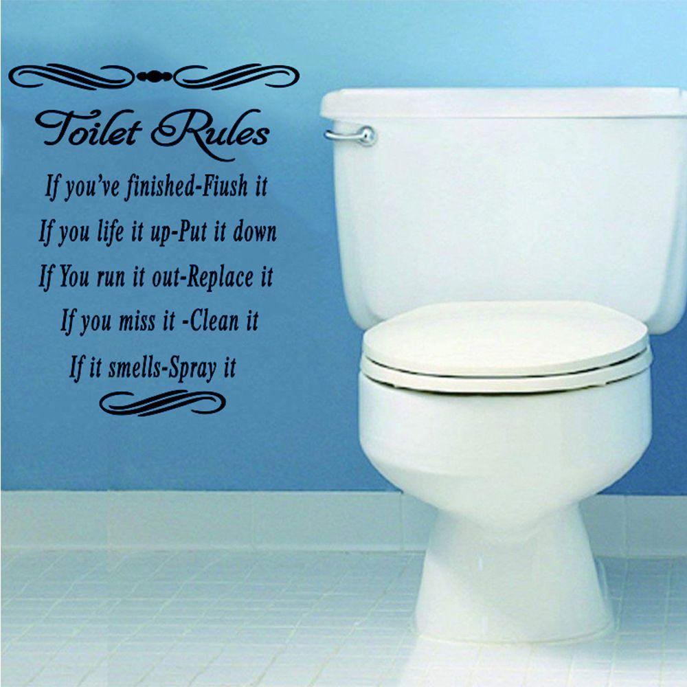 DIY Bathroom Wall Art Home Decor Quotation Decals Wall Stickers Mural Toilet Rules