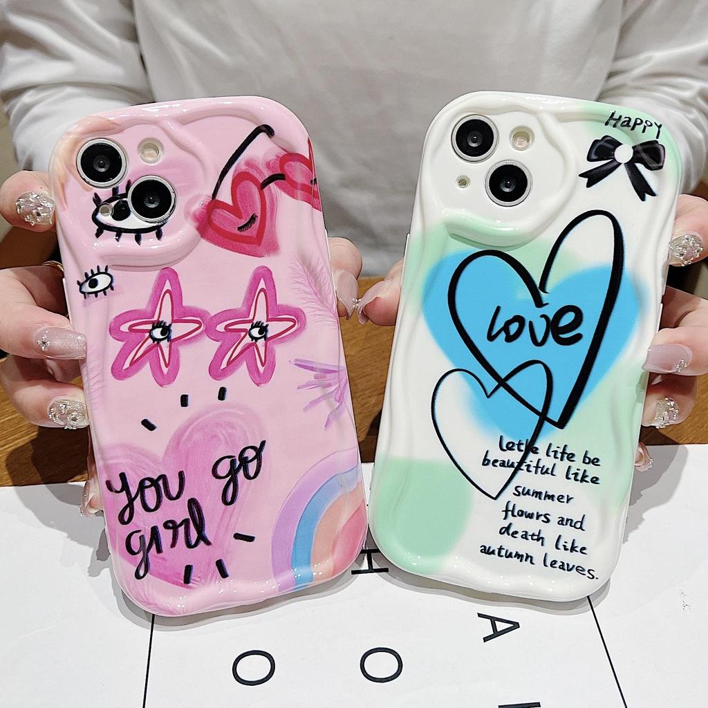 Cute Silicone Case for Oppo A78 A58 A38 Infinix Smart 7 8 Xiaomi Redmi Note 12 11 Pro Vivo V23E V27 V25 Funda Love Heart Stars Cover Soft TPU Bumper