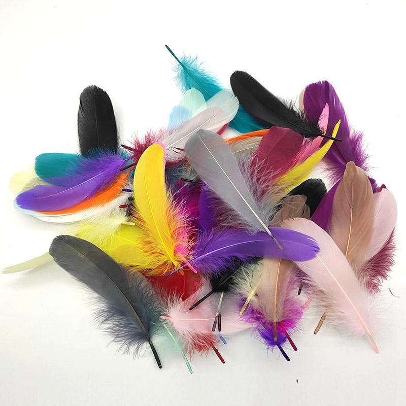 Colorful Party Feathers Craft Natural Goose Feather For Diy Home Decor White Wedding Feathers 100Pcs/Pack Garment Accessories