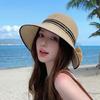 Weave Bow Fisherman Hat Large Bow Sunscreen Bucket Hat Elegant Women Sun Hat  Riding