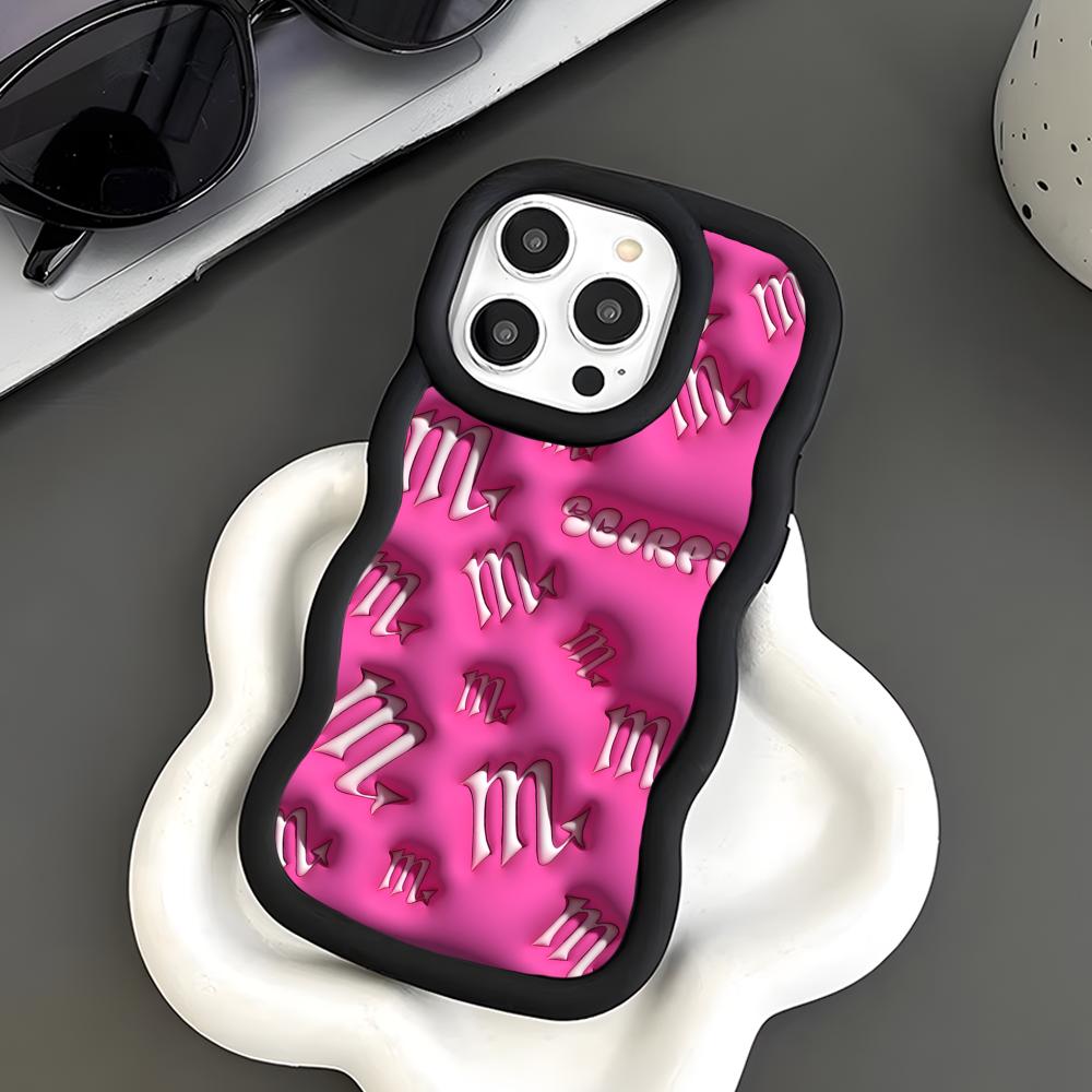 Чехол для телефона со знаком зодиака Скорпион для iPhone 17 16 15 14 13 12 11 Air Pro Max Plus Черный Мягкий ТПУ Покрытие с волнистым краем