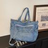 Джинсовая сумка большой емкости Женская сумка через плечо с несколькими отделениями Сумка для поездок на работу Crossbody