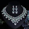 Emerald Crystal Zircon Necklace & Earring Set - Luxury European & American Fashion Bridal Accessories