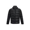 Solid Color Logo Zip-Up Windproof Warm Hooded Down Jacket Men Outerwear Black 1364903-003