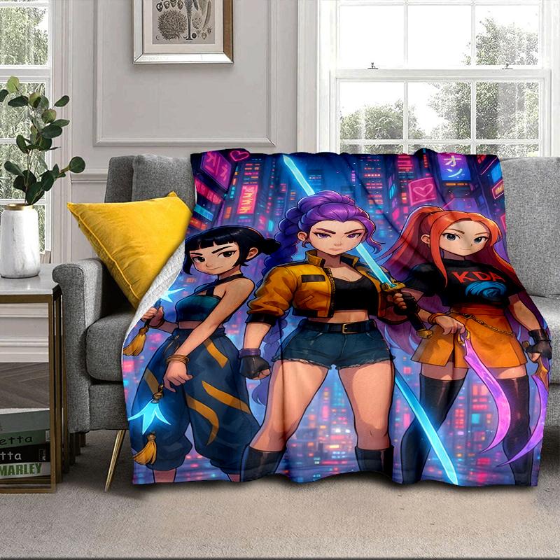 Kpop cartoon Blanket Flannel Blanket for bed, sofa, Camping, Hiking, Picnic Essentials, gift for family Fan gifts