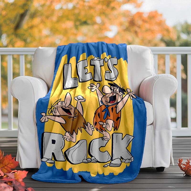 Flintstones Flannel Blanket Soft Warm All-Season Throw, Design for Camping, Car Travel, Hiking Sofa, Bed, Office Perfect Gift for Parties