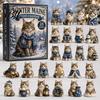 24 Day Christmas Countdown Cat Advent Calendar, with Cute Ornaments, Calendar 2D Acrylic Kitty Holiday Decorations, Gift for Kids, Party Favors Gifts