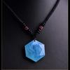 Натуральный Аквамарин Кулон-гексаграмма - Ожерелье из голубого кристалла для мужчин и женщин, Энергетический камень с аметистом, Ювелирное изделие для духовной защиты в подарок