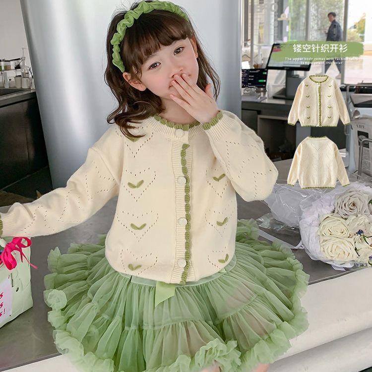 Девочки Цветочный свитер Кардиган Весна и Осень Детская мода Трикотаж