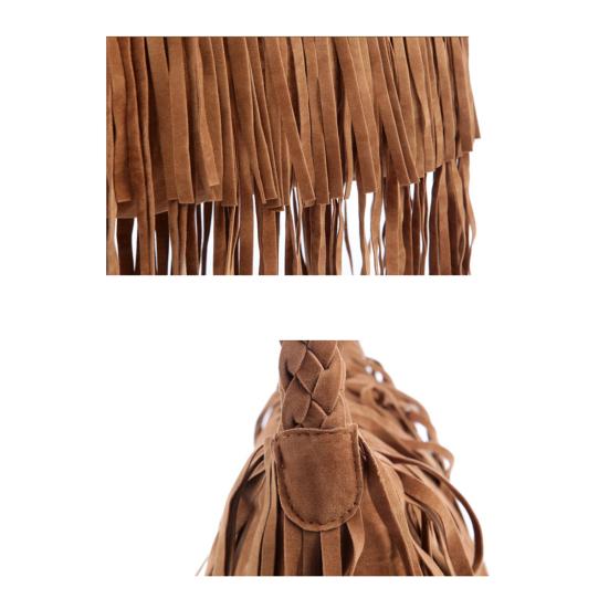 Women Tassel Shoulder Bag Large Capacity Retro Crossbody Bag Bohemian Fringe Messenger Bag for Daily Outings Work Travel