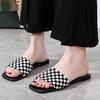 Women's Summer Clip On Outdoor Flat Bottomed Slippers Casual Square Head Leopard Print Beach Vacation Sandals 35-42