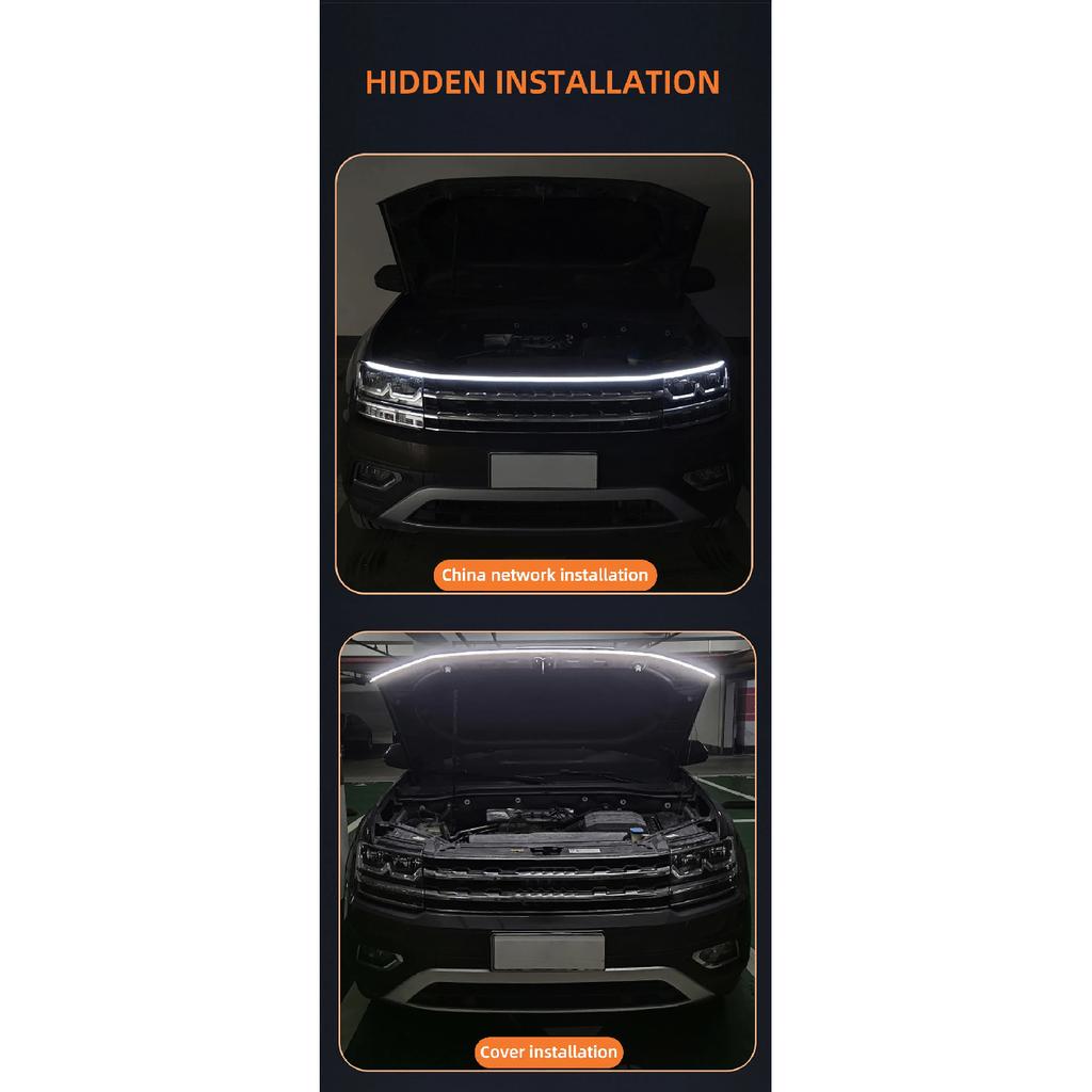 1pcs Car Daytime Running Lights  Hood Light Strip Through-type Auto Modified Front Headlight Upgrade Cuttable Decorative Light