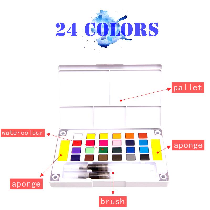 Студенческие канцелярские принадлежности для художественной живописи, портативные однотонные инструменты для акварельной живописи