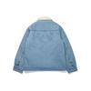 Lining Solid Color Brand Logo Zip-Up Fleece-Lined Denim Jacket Men Outerwear Blue AJDT003-6