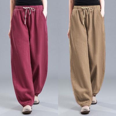 Хлопок лен драпировка шаровары женские летние с высокой талией шаровары повседневные брюки свободные винтажные брюки редька женские