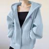 Purple Hooded Sweatshirt Women Casual Zip Up Jacket Spring Autumn Fashion Outerwear