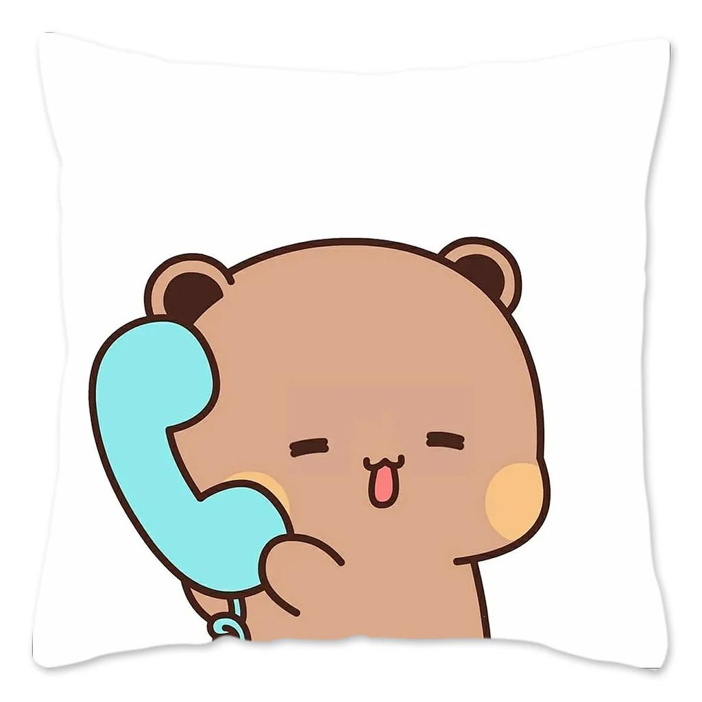 Bubu and Dudu Pillow Case Home Decoration Polyester Cushion Cover for Sofa Throw Pillow Cover Funny Cute Panda Bears Printing